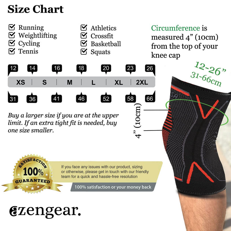 [Australia] - Knee Support Brace (Pair) - Compression Knee Sleeve for Joint Pain, Ligament Injury, Meniscus Tear, Arthritis, ACL, MCL, Running, Weightlifting, Squats (L) L 