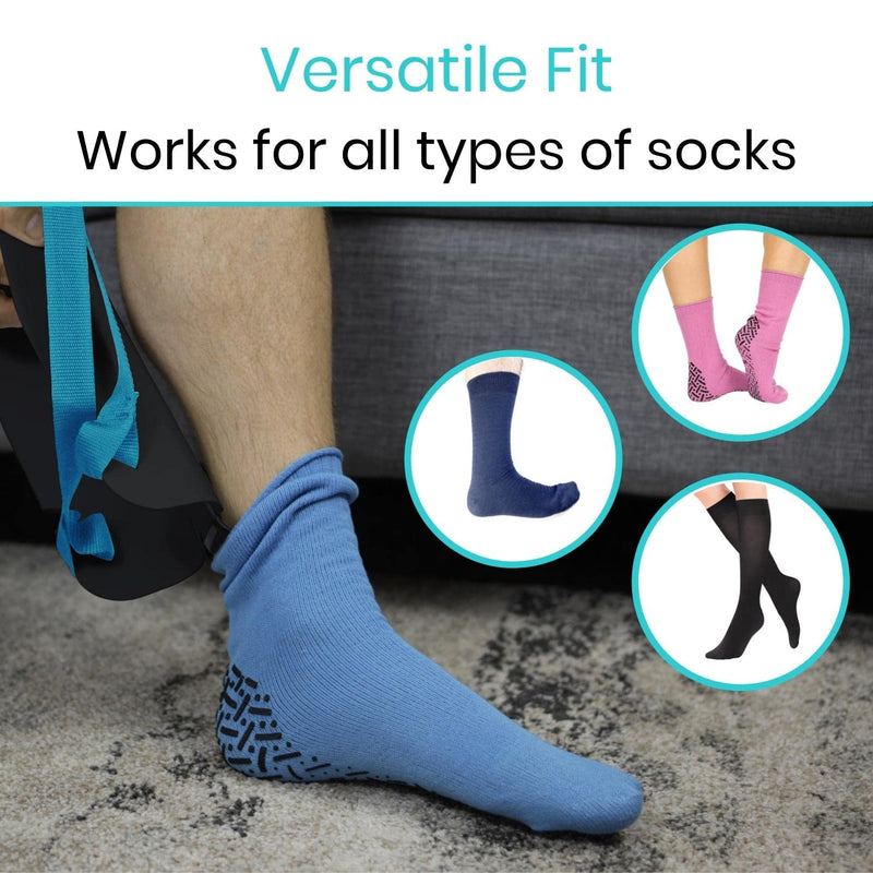 [Australia] - Vive Sock Aid Easy On Easy Off- Assist & Remover - Daily Living Helper Device for Elderly - Mobility for Surgery Recovery & Disability, Compression Puller Sock Slider, Assistance Putting On Tool Kit 