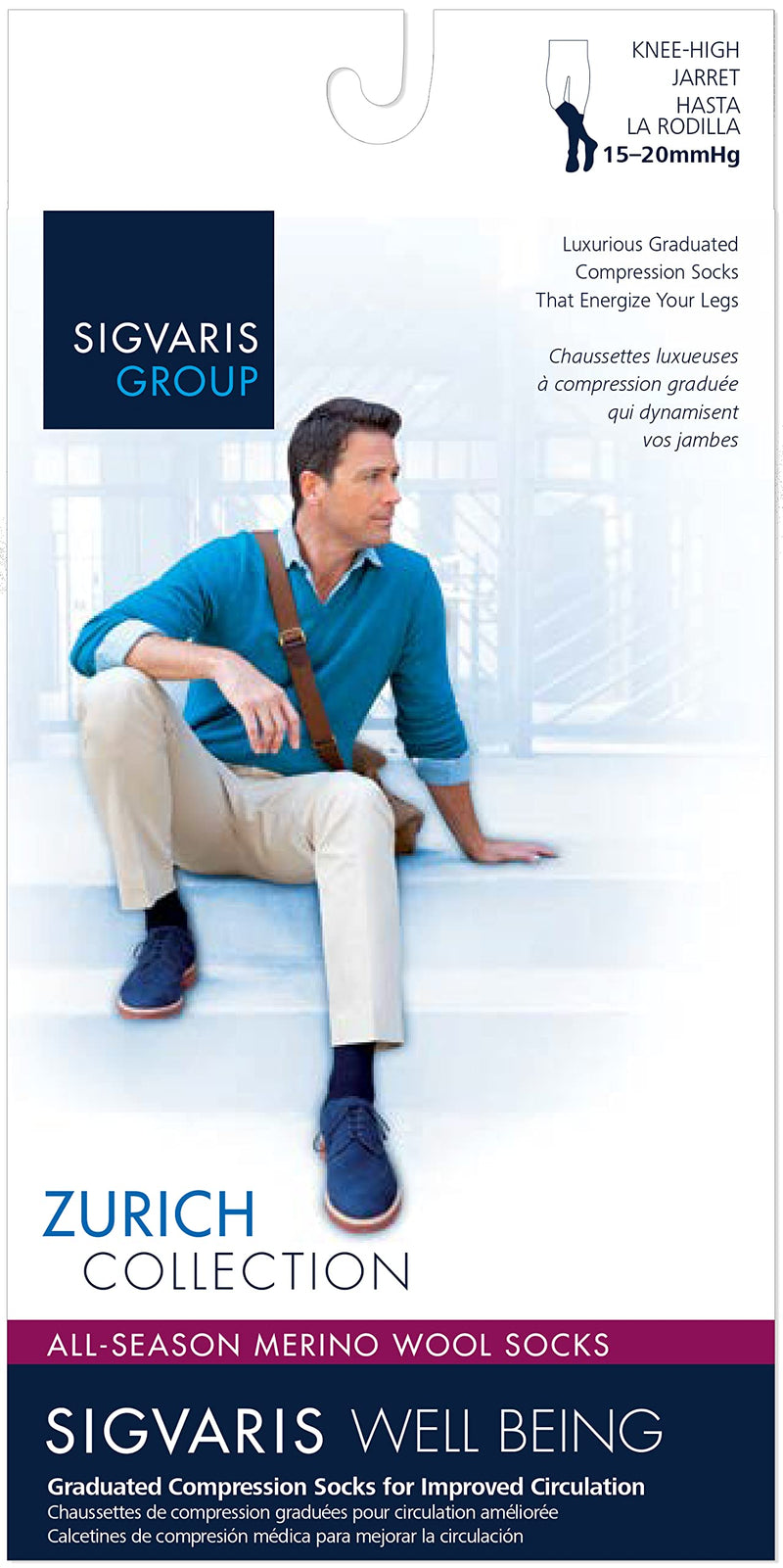 [Australia] - SIGVARIS Men’s Merino Wool 192 Knee-High Compression Socks 15-20mmHg 9 - 11 Black 