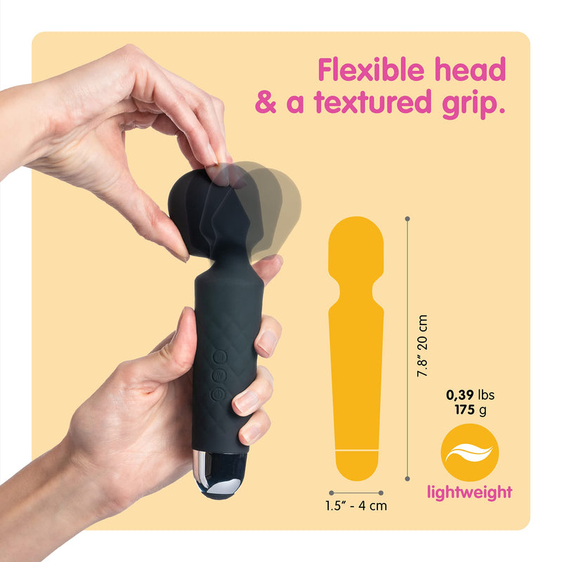 [Australia] - Oliver James Personal Body Massager - Quiet, Waterproof, Powerful, Wireless, Rechargeable Travel Massager - 20 Vibration Patterns & 8 Speeds - Full Body Relaxation and Muscle Tension Relief (Black) Black 