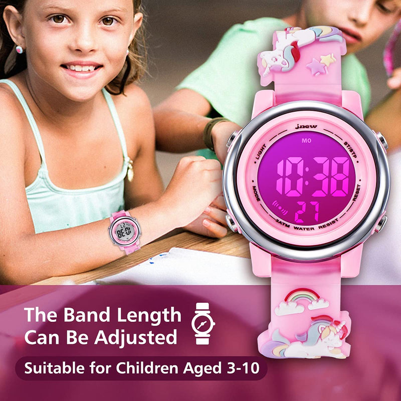 [Australia] - Kids Watches Girls Watch Ages 3-12 Toddler Digital Sports Waterproof 3D Cartoon 7 Color Lights Wrist Watch for Girls Little Child Pink 