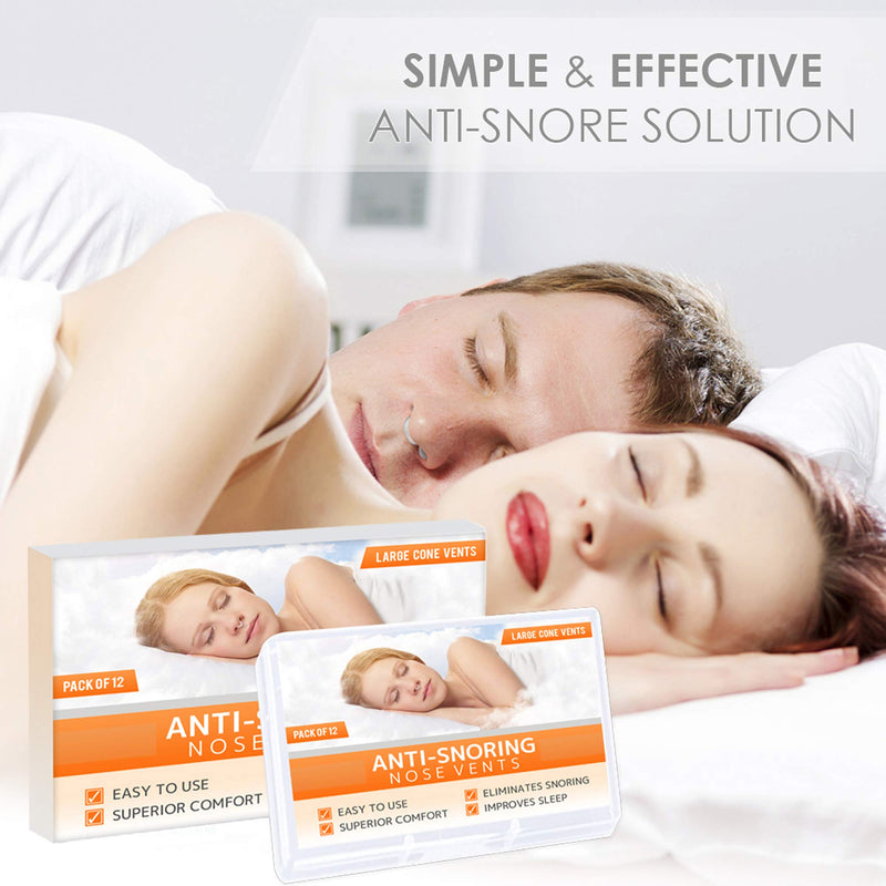 [Australia] - Nose Vent Sinus Relief Dilator (Pack of 12 Large Size) Hard Silicone Vents - A Simple Solution for Nasal Snorers - Reusable Snoring Device to Enjoy a Peaceful Night's Sleep by Mobi Lock Pack of 12 - Large - Hard Silicone 