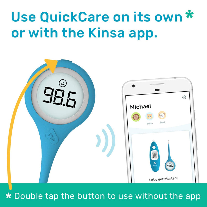 [Australia] - Kinsa QuickCare Smart Thermometer for Fever - Digital Medical Baby, Kid and Adult Termometro - Accurate, Fast, FDA Cleared Thermometer for Oral, Armpit or Rectal Temperature Reading 