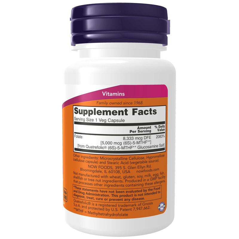 [Australia] - NOW Supplements, Methyl Folate 5000 mcg, Superior Bioavailability, 50 Veg Capsules 