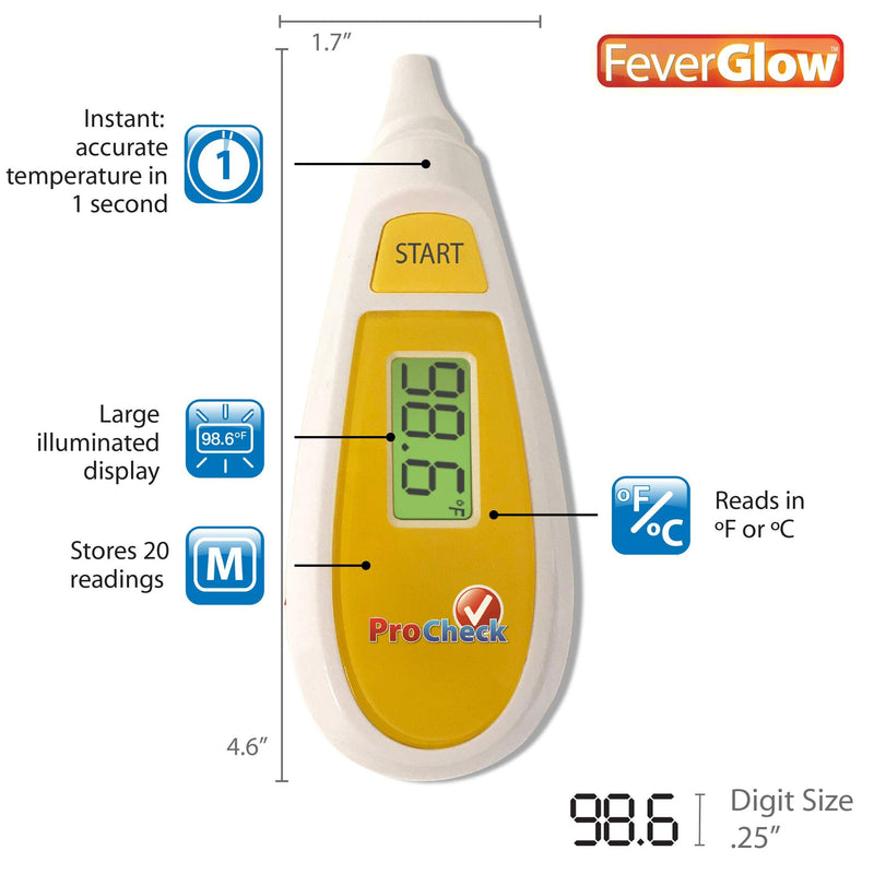 [Australia] - PROCHECK Instant Ear Thermometer, Glowing Fever Indicator 