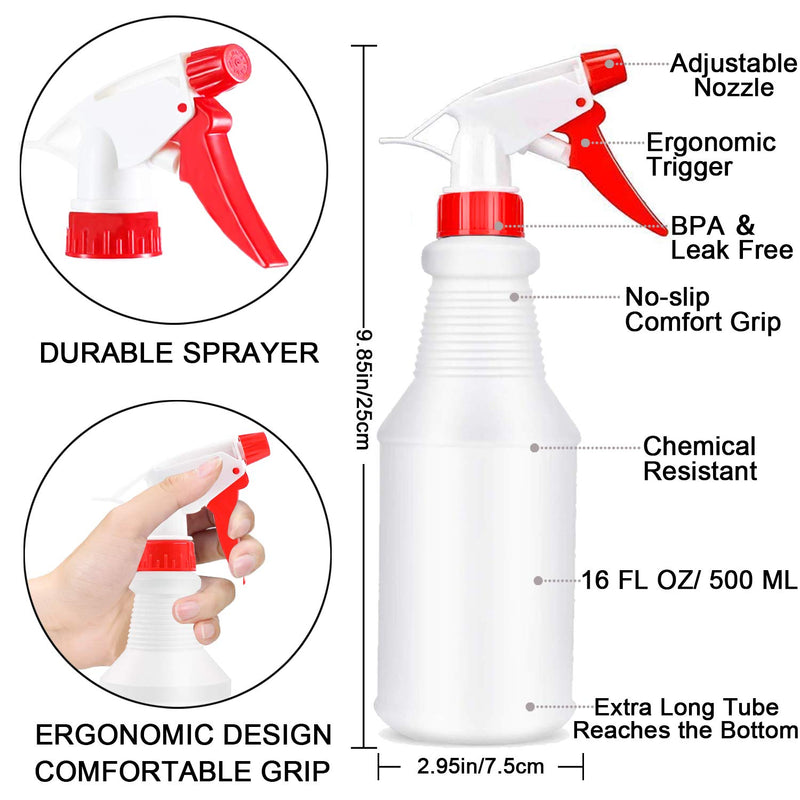 [Australia] - Empty Plastic Spray Bottles 16oz/500ml 2 Pack Professional Heavy Duty Reusable Water Spray Bottle with Adjustable Trigger Sprayer from Fine Mist to Stream for Hair Cleaning Solutions Gardening Plant 
