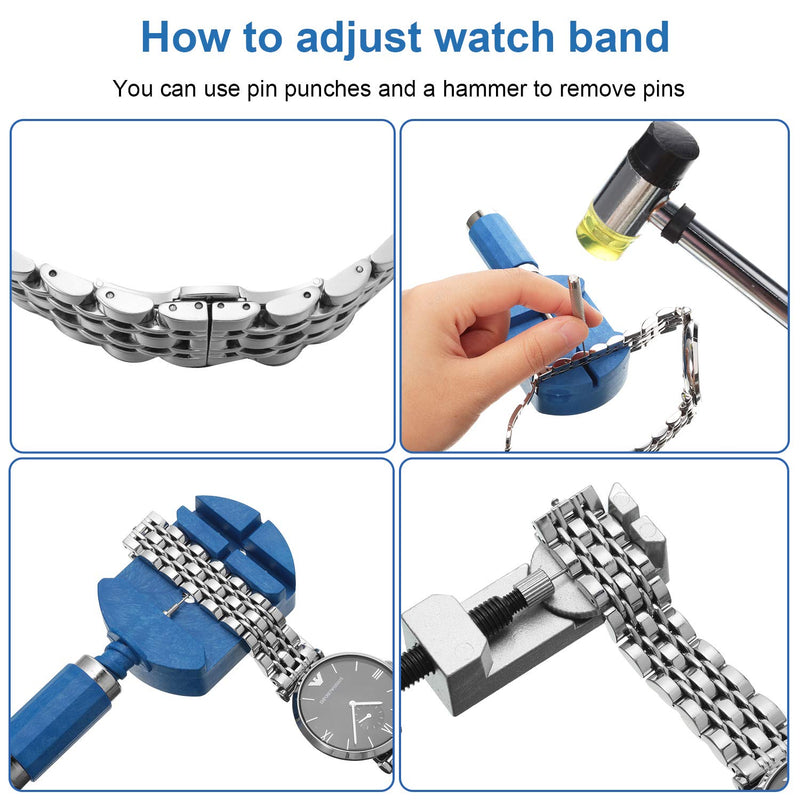 [Australia] - 38 Pieces Watch Link Removal Tool Watch Band Bracelet Strap Adjuster Watch Band Bracelet Strap Chain Link Pin Remover Watch Strap Adjustment with Replacement Pins, Cloth, Pin Punches, Pins 