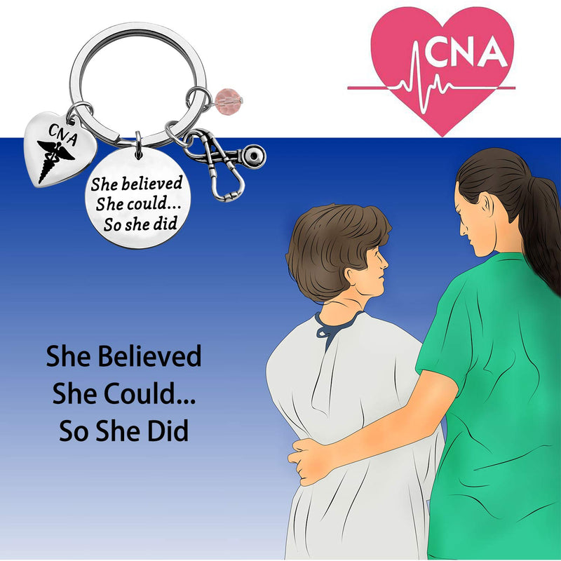 [Australia] - TIIMG CNA Gift Certified Nursing Assistant Gift CNA Graduation Gifts She Believed She Could So She Did CNA Stethoscope Medical Keychain She Believed CNA 