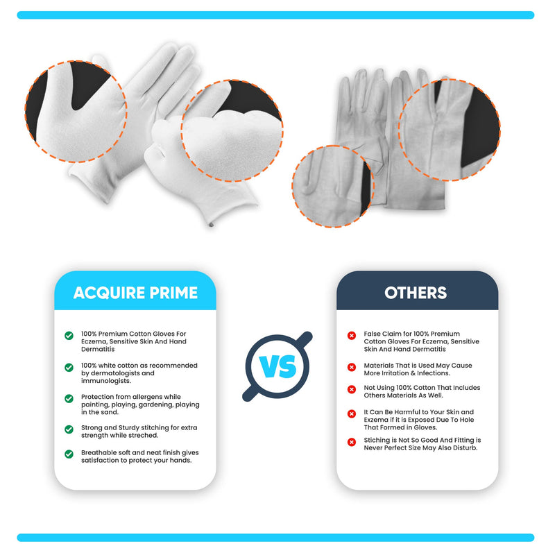 [Australia] - Cotton Gloves White - Soft Breathable Moisturizing 10 Pairs for Eczema Silver Costume Dry Hand Cleaning Archival Inspection Medium 