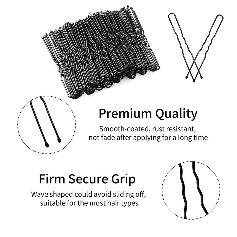[Australia] - Black Hair Pins,Bobby Pins U shape Hair Bun Pins Bun Pins Hair Clips Hair Grips for Women Hair Styling Pins 50 Pieces Ideal for All Hair Types (6 cm/2.36 Inch) BIack-U 