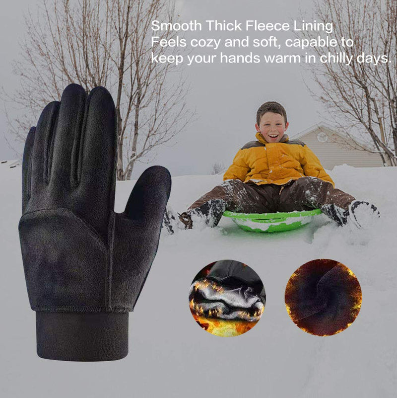 [Australia] - YukiniYa Kids Winter Gloves Back Water Repellent Touchscreen Warm Fleece Anti-slip for Boys Girls 3-15 Years S(4-6 years) 