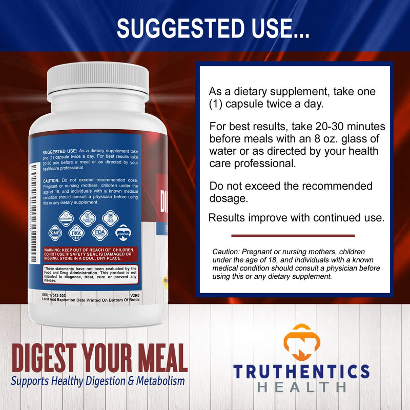 [Australia] - TRUTHENTICS Digestive Enzymes & Probiotic Supplement - Digestion Aid - Enzymes for Better Digestion, Bloating, Gas, IBS, Constipation Relief - Healthy Weight & Metabolism - Vegan Non-GMO Gluten-Free 