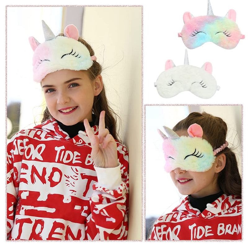[Australia] - 2Pcs Cute Sleep Mask, Unicorn Cartoon Eye Mask for Travel Nap Sleep Lunch Break Overnight Party, Soft Plush Blindfold Eye Covers for Women Girls Kids Style2 