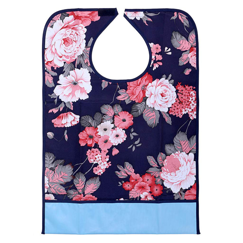 [Australia] - BTSKY 3Pcs Waterproof Reusable Adult Bibs - Washable Mealtime Protector Bib Clothing Protector with Crumb Catcher (Flower+Lip+Butterfly) Flower+Lip+Butterfly 