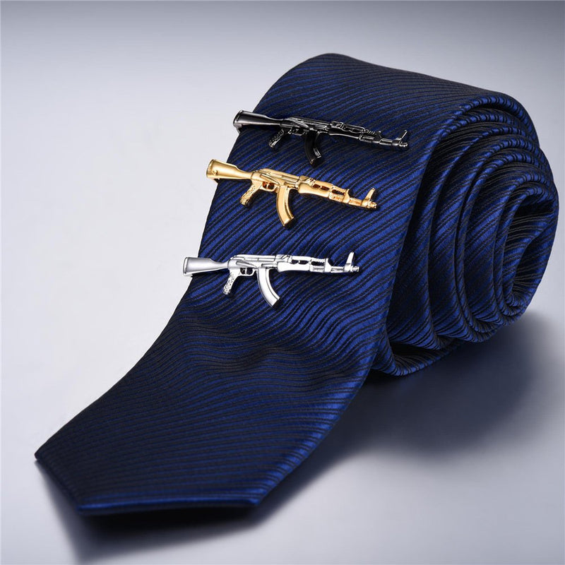 [Australia] - U7 Men Tie Clips for Wedding Anniversary Tie Clip Cufflinks Platinum/Black/Gold/Rose Gold Regular Tie Bar 1-6 Pcs,Customizable D.3Pcs Set 