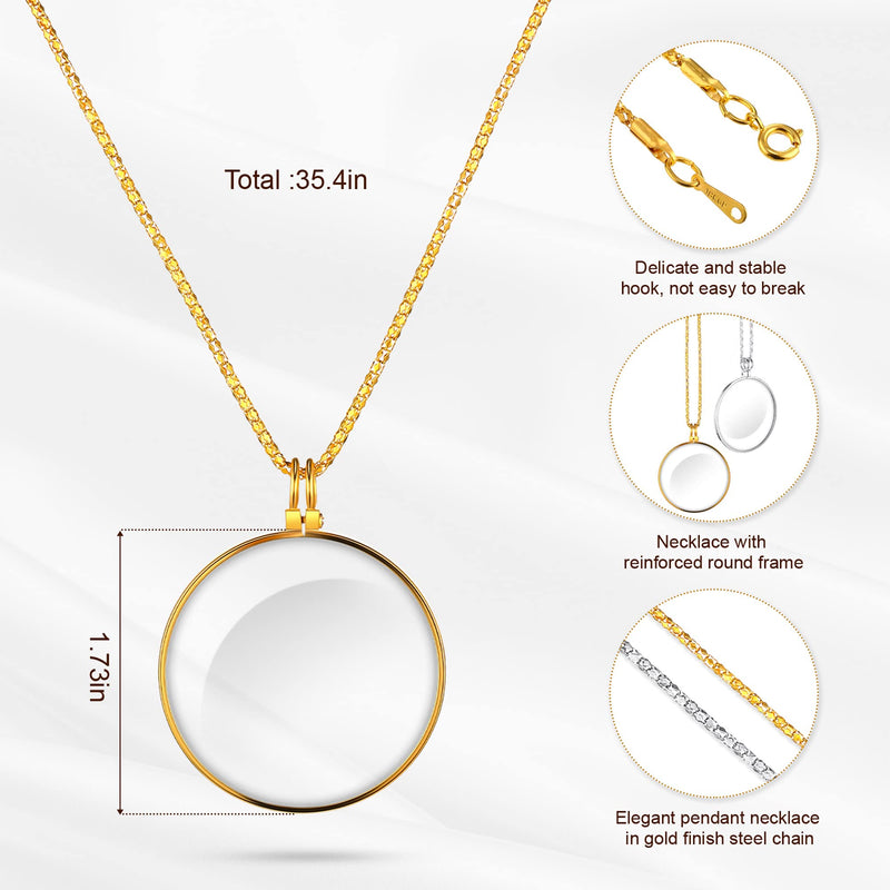 [Australia] - Magnifying Glass Costume Monocle Eyepiece 5X Monocle Magnifier Necklace Monocle on Chain Mini Portable Monocle Jewelry Hanging Magnifying Glass Pendant for Reading Newspaper Map, Silver Gold (6 Pack) 6 