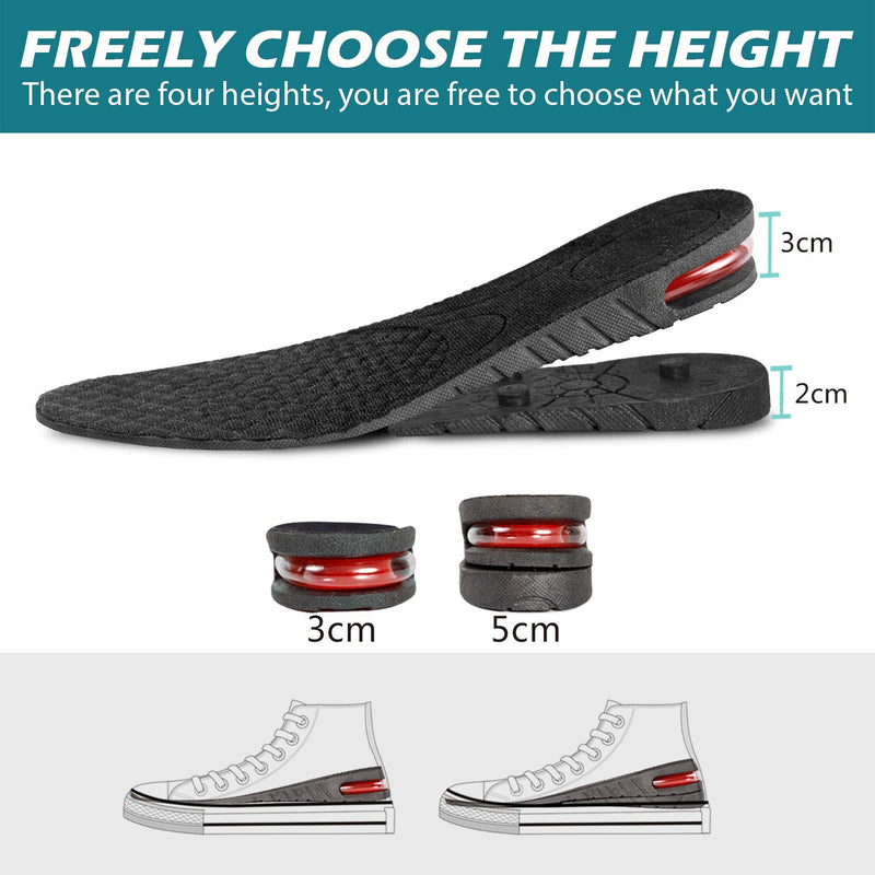 [Australia] - Shoe Lifts for Men & Women Height Increase Insoles Air Cushion Heel Inserts Orthotic Heel Shoe Lifts Kit Taller Insoles Variable Height 1.2-3.54Inch 2-Layer Height(1.2-2inch) 