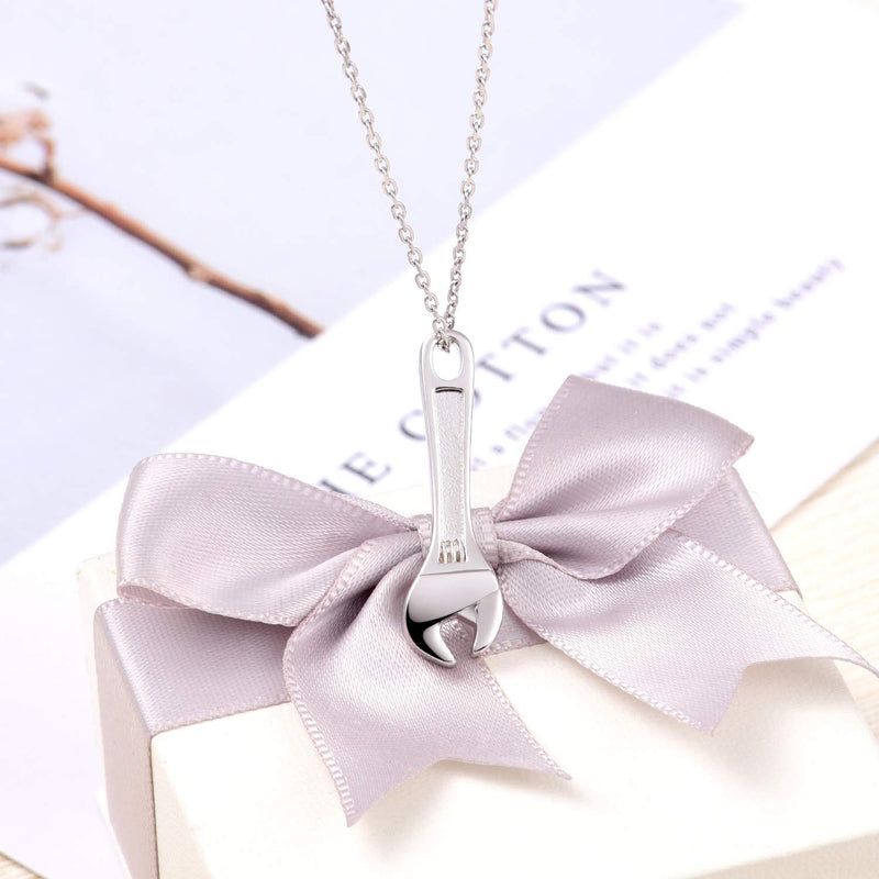 [Australia] - Jinlou Tool Wrench Urn Pendant Necklace for ashes Sterling Silver Keepsake Memorial Cremation Jewelry Urn Necklace for Human/Man/Women 