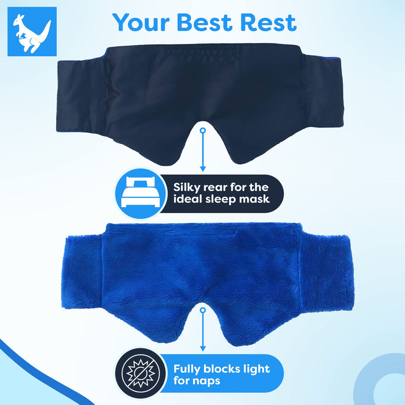 [Australia] - Huggaroo Gem - Super Plush Heated Eye Mask and Sleep Mask with Gel Ice Pack - Soft, Washable Cover and Lavender Aromatherapy - Blue Blue (Scented) 