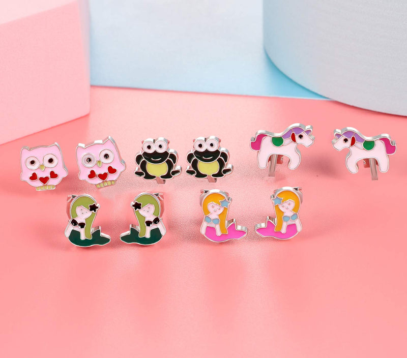 [Australia] - 20 Pairs Kids Clip on Earrings for Girls - Cute Animal Clipon Earrings Pack for Little Girls - Colorful Flower Clip-on Earrings Set for Teens Girls #1 