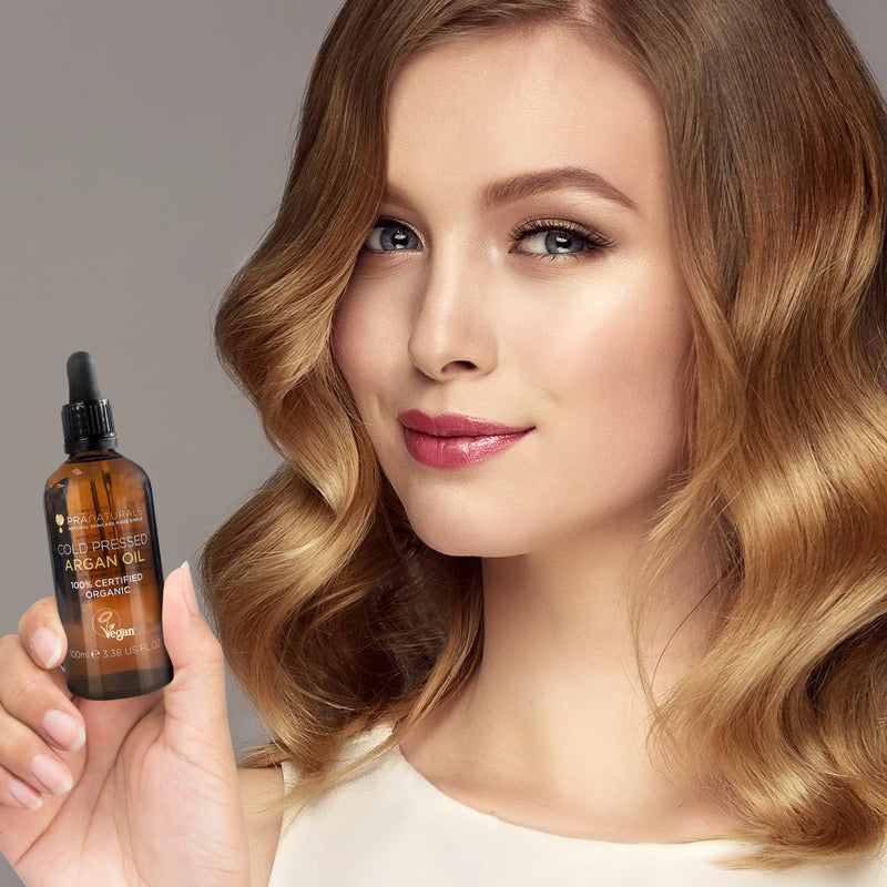 [Australia] - PraNaturals 100% Organic Moroccan Pure Natural Argan Oil for Face & Body 100ml – Rich in Vitamin E for Healthy Skin, Hair & Nails – No Parabens or SLS – Vegan, Cruelty-Free 