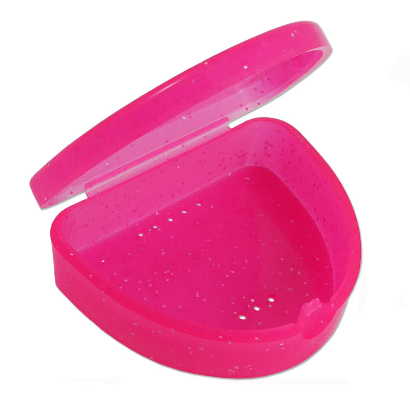 [Australia] - Slim Orthodontic Dental Case x 2 - Colour & Glitter Choices for Retainers, Bleaching Trays, Dentures & More (Glitter Pink & Glitter Purple) Glitter Pink & Glitter Purple 