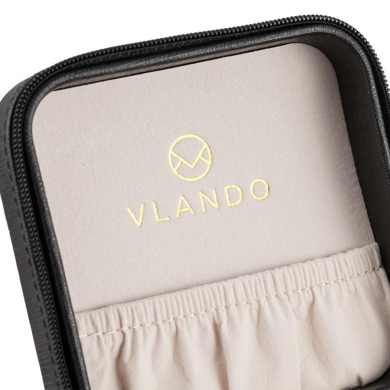 [Australia] - Vlando Small Faux Leather Travel Jewelry Box Organizer Display Storage Case for Rings Earrings Necklace (Black) Black 