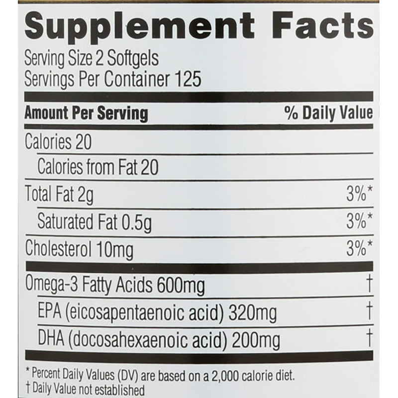 [Australia] - Spectrum Essentials Softgels, Fish Oil Omega-3, 1000 mg, 250 Count Pure Fish Oil 