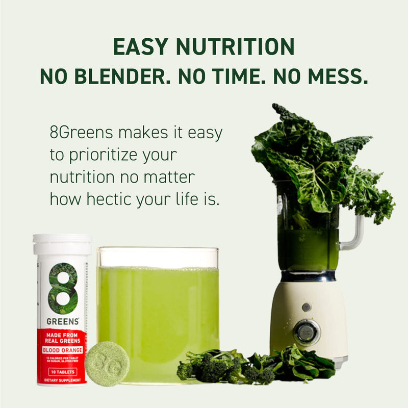 [Australia] - 8Greens Blood Orange Effervescent Tablets - Daily Superfood- Super Greens Vitamins, Vegan, Gluten Free, Non-GMO for Immune Support (1 Tube, 10 Tablets) 10 Count (Pack of 1) 