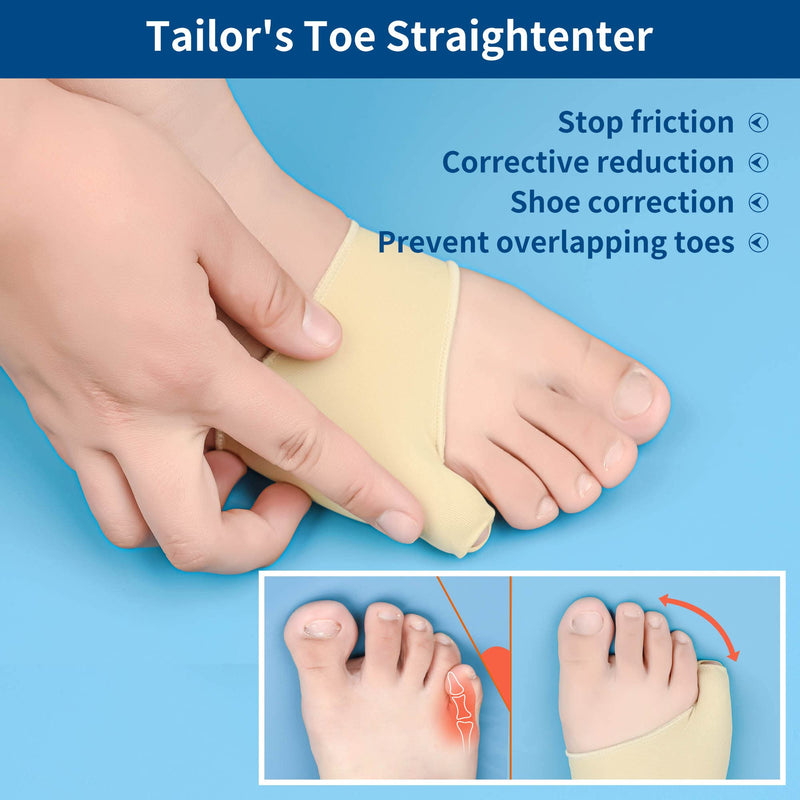 [Australia] - DYKOOK Tailors Bunion Corrector 1Pair Bunionette Sleeves Built-in Gel Pads Silicone Cover Guard with Non-Slip Strap to Relief Bunion Pinky Toe Pain, Straighten Bunionette,Overlapping Toe (Large) Beige L 