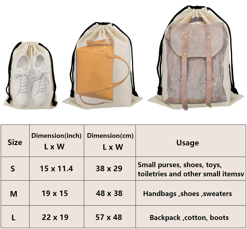 [Australia] - Set of 6 Cotton Travel Portable Shoes Storage Bags Organizer with Drawstring (6PCS L Size) 22.8 x 18.9 inches ( 58 x 48cm) 