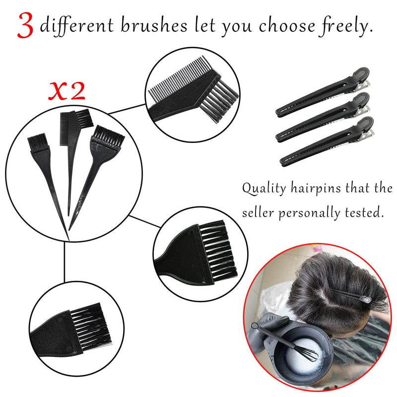 [Australia] - Mauts Hair Dye Coloring Set, Hair Tinting Comb and Mixing Brush Bowl,Ear Cover Mixing Spoon Hair Clips Gloves and Disposable shawl，DIY Salon. 