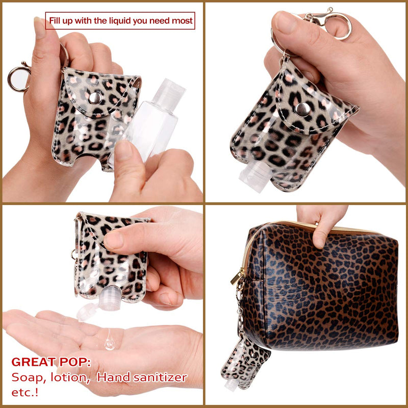 [Australia] - JUCT Leopard Print Travel Cosmetic Bag Portable Makeup Bags Waterproof PU Leather Makeup Pouch for Women Girls 10.2×7.9×3.9 Inch (Brown Leopard Print) Brown Leopard Print 