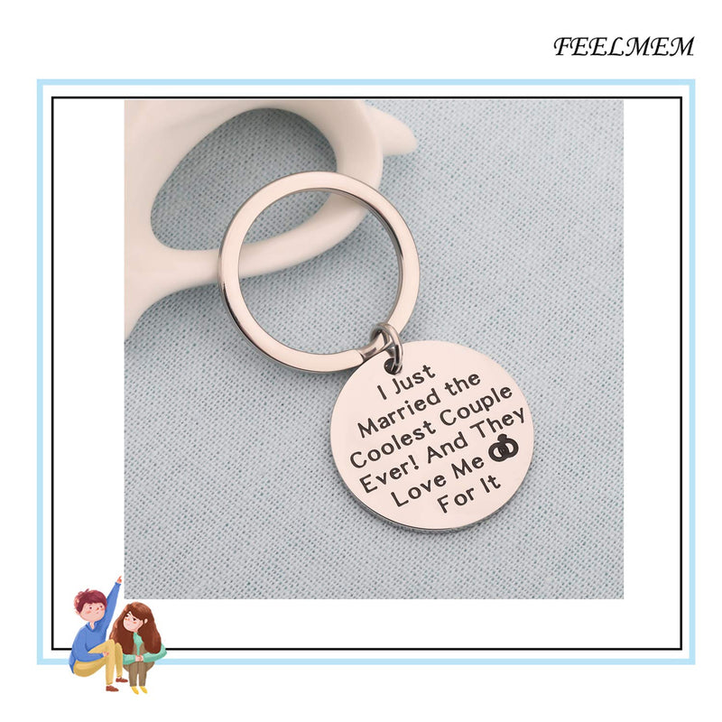 [Australia] - FEELMEM Wedding Planner Gift Wedding Officiant Gift I Just Married The Coolest Couple Ever Keychain Wedding Thank Your Gift for Reverend Preacher Wedding Coordinator silver 