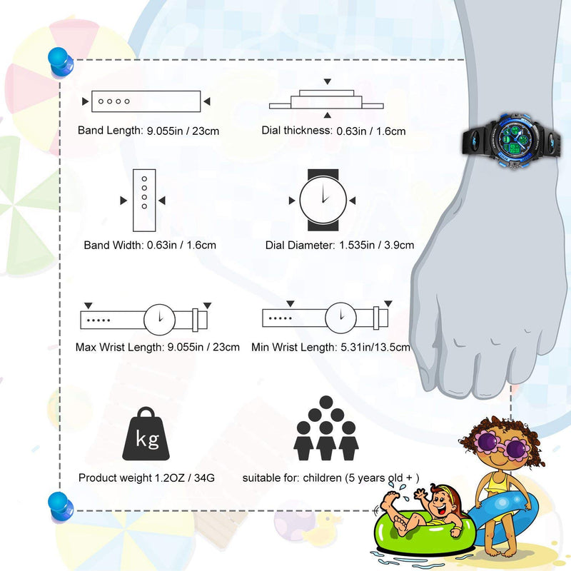 [Australia] - Kids Watches for Boys Girls, Multi Function Waterproof Outdoor Sports Digital Learning Wrist Watch Birthday Gifts for Children Age 5-12 Blue(5-9 yrs) 