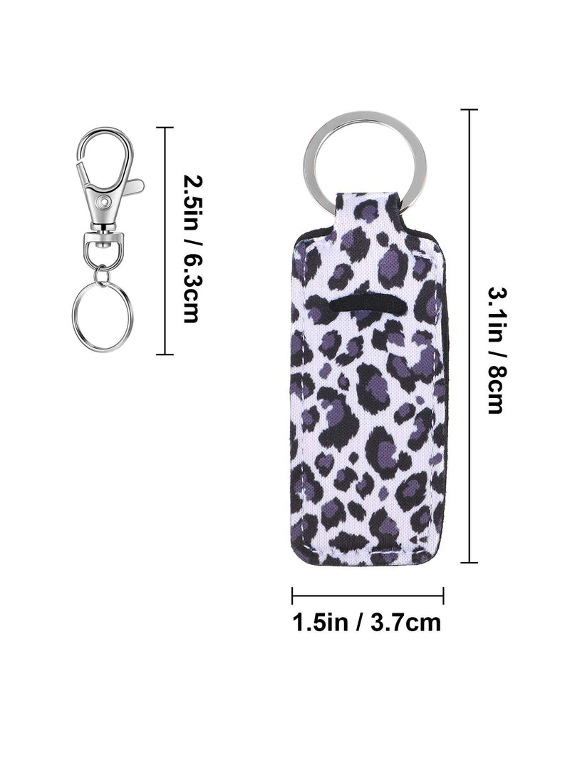 [Australia] - 10 Pieces Chapstick Holder Keychain Clip-on Sleeve Chapstick Pouch Lip Balm Holder Sleeve with 10 Metal Key Chains for Travel Daily Accessories, Leopard Style 