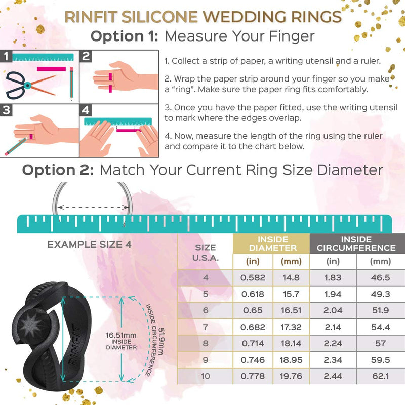 [Australia] - Rinfit Silicone Wedding Rings for Women. Round Diamond Collection. Designed & Soft Women's Rubber Engagement Bands. U.S. Design Patent Pending. Black 4 