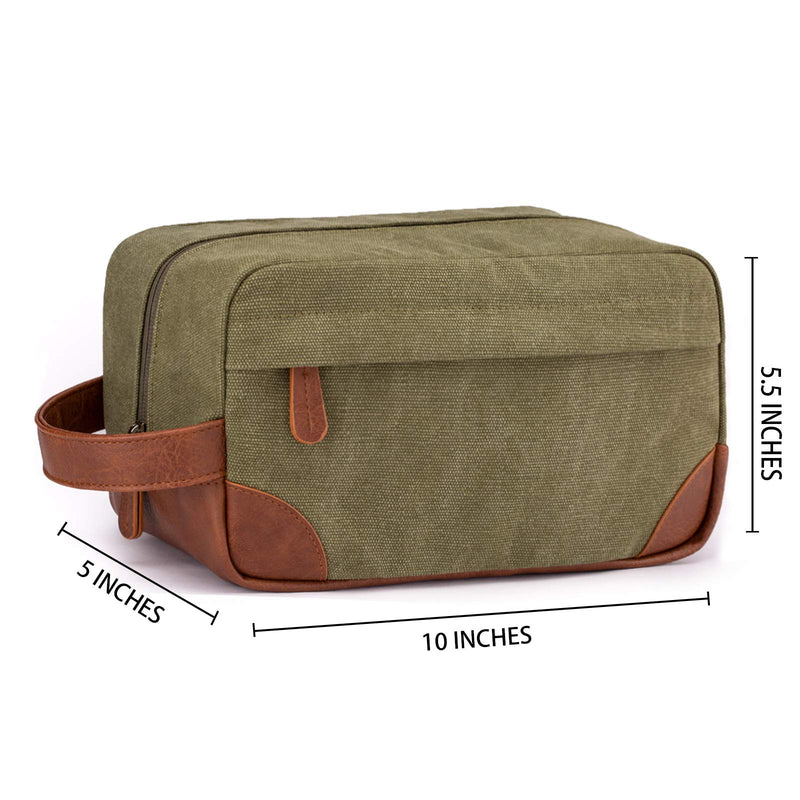 [Australia] - Vorspack Toiletry Bag Hanging Dopp Kit for Men Water Resistant Canvas Shaving Bag with Large Capacity for Travel - Army Green 