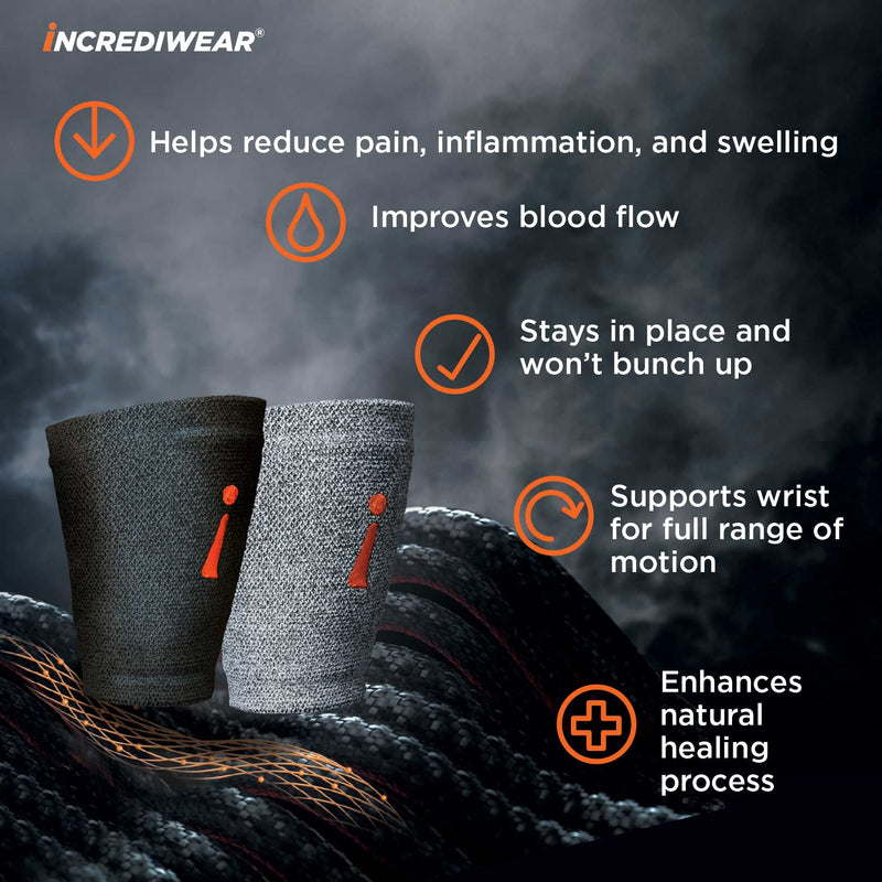[Australia] - Incrediwear Wrist Sleeve – Wrist Brace for Women and Men to Help with Swelling, Inflammation, Joint Pain Relief and Offers Wrist Support & Recovery (Grey, S/M) Grey Small/Medium 