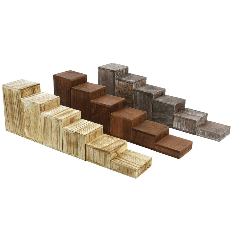 [Australia] - Mooca Wooden 6 Pcs Square Risers for Display Jewelry and Accessories Display Stand Wooden Display Risers, Wood Jewelry Risers Wood Figurine Display Risers, Coffee 