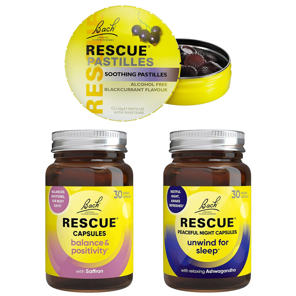 [Australia] - Rescue Remedy Exam Preparation Bundle, Study Helper, Improve Focus, Mental Well-Being, Promote Emotional Wellness, Pastilles, Capsules, 3 Pack Bundle 