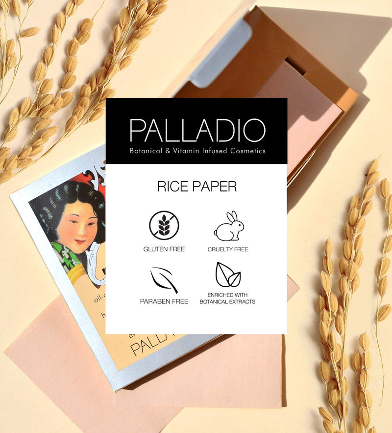 [Australia] - Palladio Rice Paper Facial Tissues for Oily Skin, Face Blotting Sheets Made from Natural Rice, Oil Absorbing Paper with Rice Powder, 2 Sided, Instant Results, Translucent, 40 Count, Pack of 1 