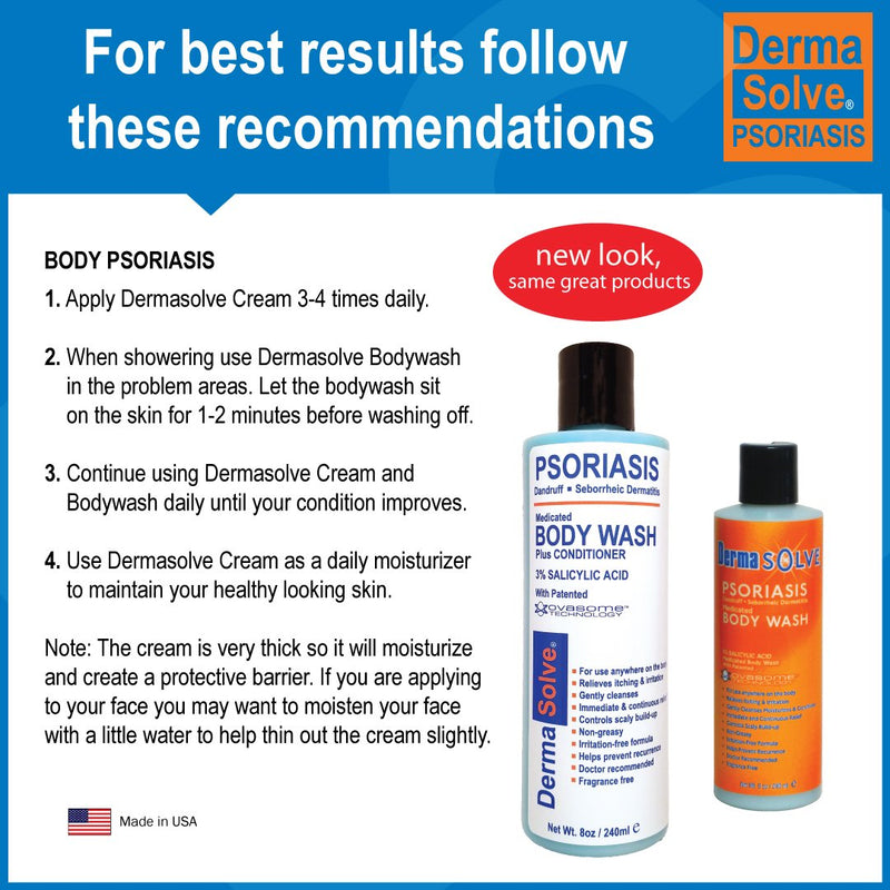 [Australia] - Psoriasis Body Wash by DermaSolve (2-Pack) | Psoriasis, Eczema, Seborrheic Dermatitis - Proven to Provide Relief from Dry Itchy Red Flaky Scaly and Inflamed Skin - Doctor Recommended (8.0 oz each) 