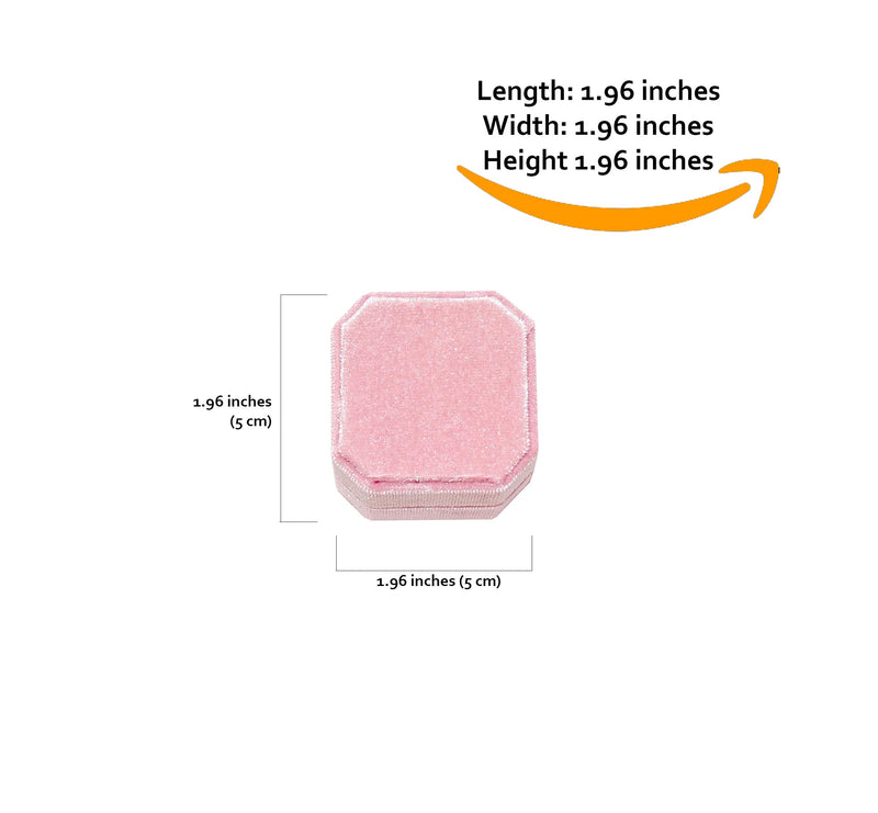[Australia] - Flowers & Bliss Velvet Square Bevel Single Ring Box, Photography Prop, Vintage Wedding Ceremony Ring Box Detachable Lid, Engagement, Modern, Single Ring Box (Pink Bevel, Single Ring Box) Pink Bevel 