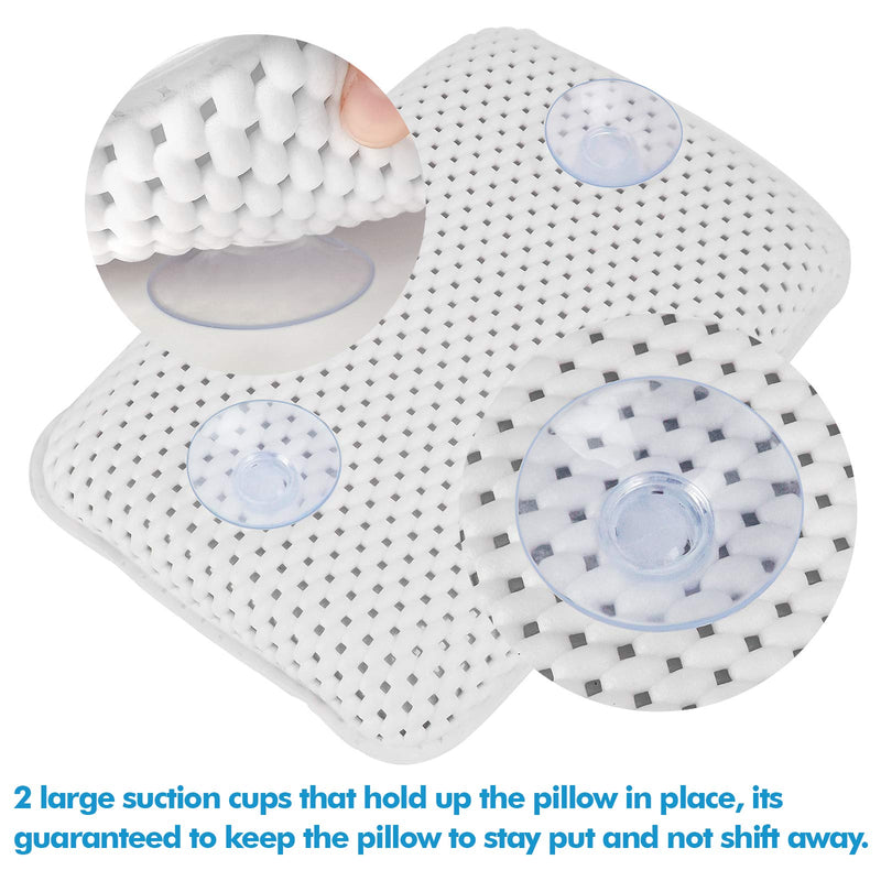 [Australia] - Bathtub Pillow, Bath Pillow Bath and Spa Head Rest with Suction Cups Bath Cushion Bathing Pillow (2 Large Suction Cups, 28.0 x 19.0 x 5.1 centimetres) 2 Large Suction Cups 