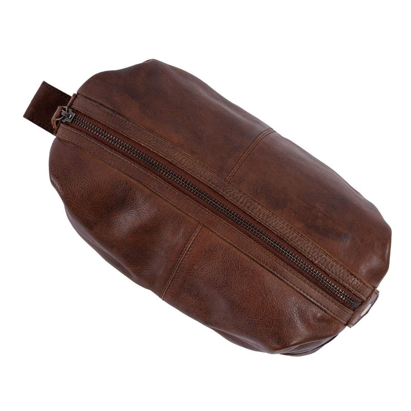 [Australia] - KomalC Genuine Unisex Vintage Vanity Dopp Kit - Travel Toiletry Bag Shaving for Men and Women (Brown) Brown 