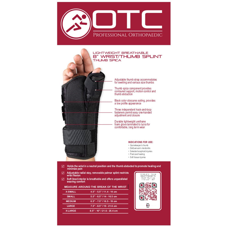 [Australia] - OTC OTC Wrist-Thumb Splint, 8-Inch Adult, Lightweight Breathable, X-Large X-Large (Pack of 1) 8 Inch (Right Hand) 