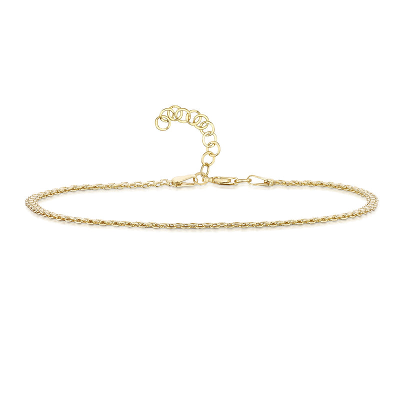 [Australia] - 18K Gold Plated on 925 Sterling Silver Adjustable Anklet - Classic Chain Ankle Bracelets - 9" to 10" inch - Flexible Fit Bismark Chain 