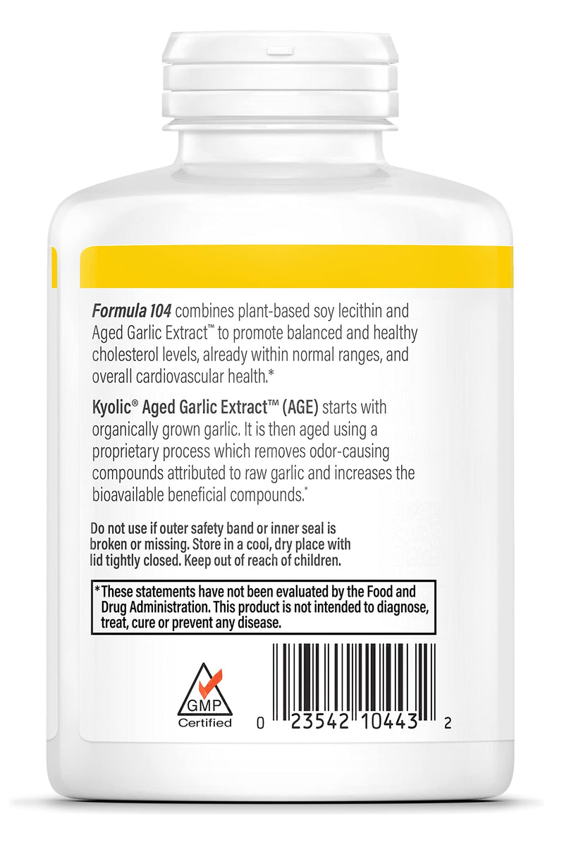 [Australia] - Kyolic Aged Garlic Extract Formula 104 Cholesterol Health, 300 Capsules (Packaging May Vary) 300 Count (Pack of 1) 