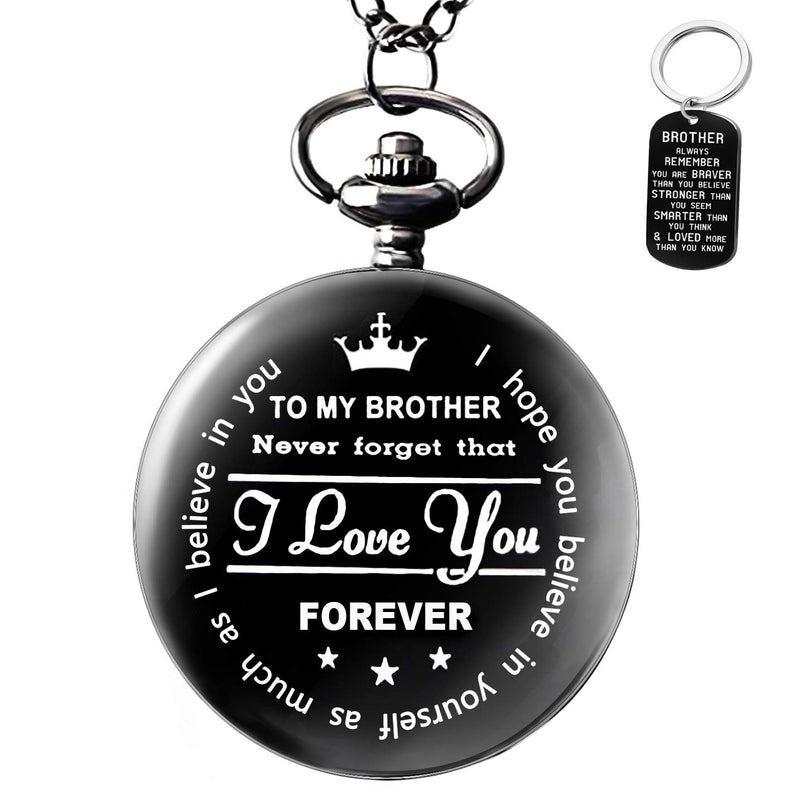 [Australia] - to My Brother Pocket Watch Gifts for Brother Best Gifts for Him Birthday Gifts from Sister, Graduation Gifts for Men，Engraved Pocket Watch with Box for Men 